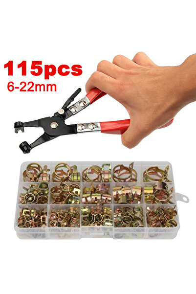 Choice 115pc clamps 115 PCS 6-22mm Spring Hose Clamps + Manual Pliers Zinc Pl...