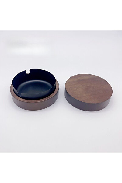 Choice black 1pc Walnut Wood Ashtrays with Lid Covered Windproof Ashtray Stai...