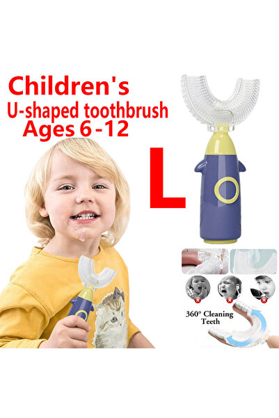 choice2 L-Blue 8-12Y U Shaped Kids Toothbrush Food Grade Silicone Soft for 2-...