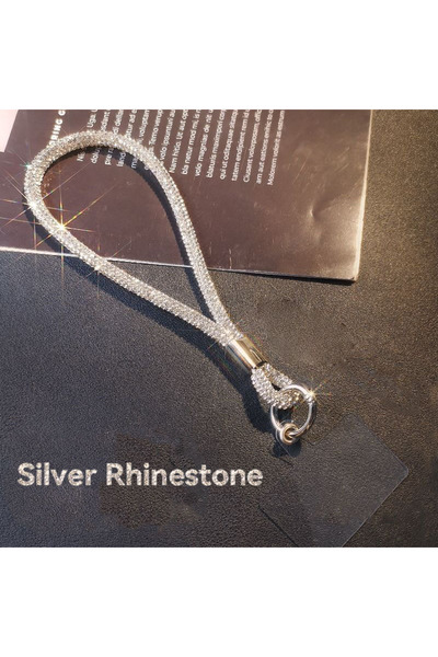 Choice7 PE Silver n Rhinestone Phone Lanyard | Bling Crystal Wrist Strap for ...