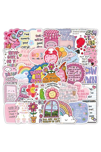 Choice 51PCS 51 Pcs Cute Word Quote Aesthetic B Stickers - Decorative Decals ...