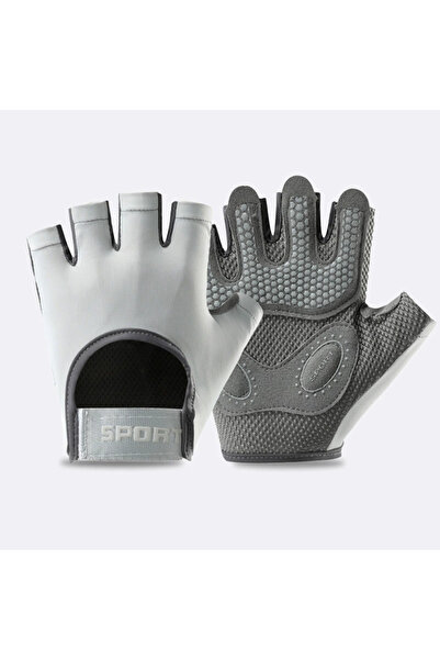 Choice7 M Gray Sports and Fitness Gloves, Unisex, Semi Finger Breathable Equi...