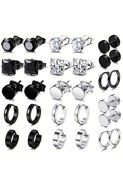 Choice 14 pair 4-14 Pairs Earrings For Men, Black Earrings Mens Earrings, Sta...