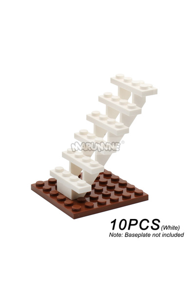 choice2 White Marumine 10PC Staircase MOC Bricks 7x4x6 House Stairs Straight ...