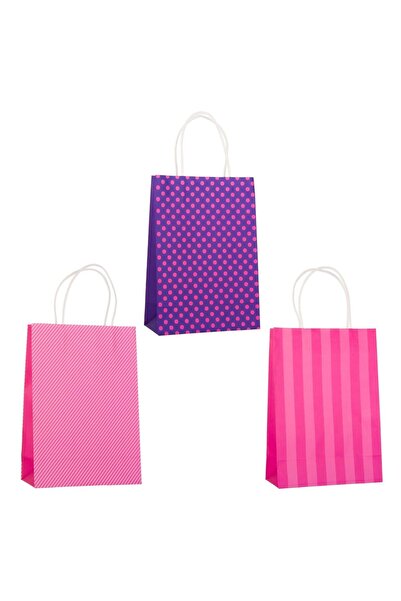 OEM Pungă cadou din hârtie cu dungi și buline 20x10x29cm - 3 buc