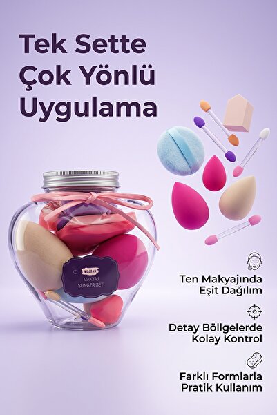 MUJGAN 1Farklı Formlu Makyaj Süngeri ve Puff Seti