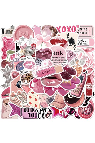 Choice 55PCS 55Pcs Pink Downtown Vibe Stickers Urban Fashion Pattern Decals F...