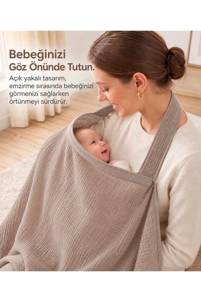 EIFIN Müslin Anne Bebek Emzirme Önlüğü Çift Katlı %100 Pamuk Çok Amaçlı Bebek Arabası Örtüsü