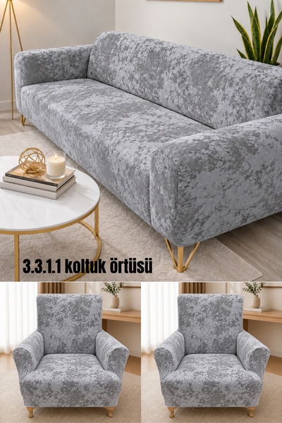 uzhanem Koltuk Örtüsü Kadife Koltuk Kılıfı Takımı 3.3.1.1 Sofa Cover