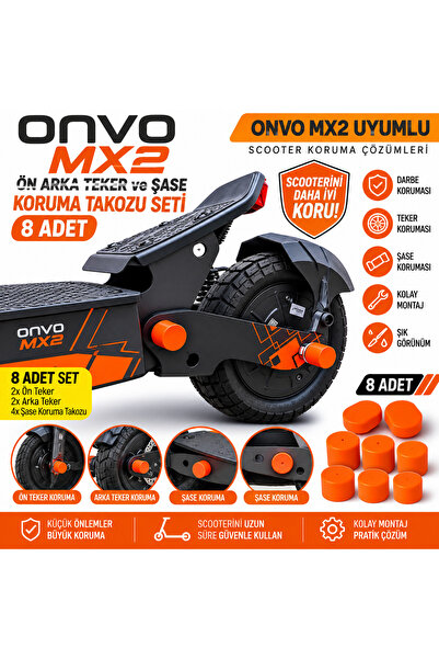 mi dünyası Onvo MX2 Ön Arka Teker ve Şase Koruma Takozu 8 Adet Turuncu Scoote...