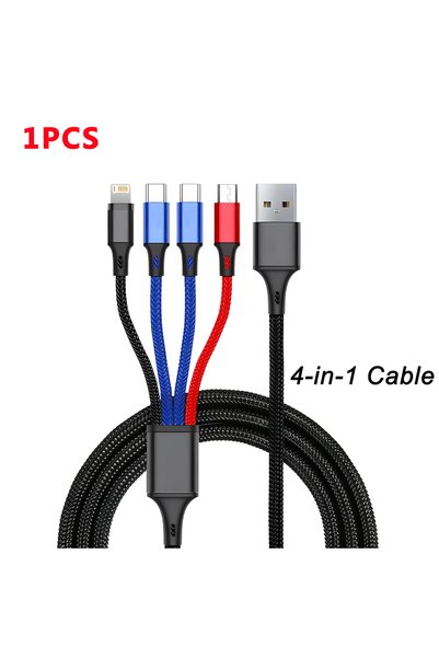 Choice Black--1PCS 1.2m 1-3PCS 4 In 1 USB Type C Fast Charging Cable For Ipho...