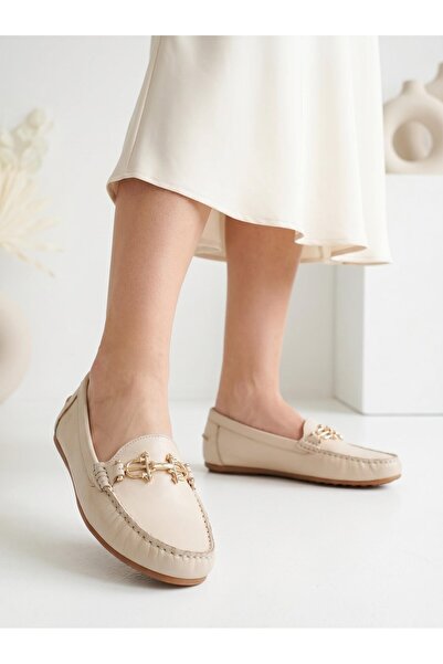 Nesil Shoes Eliz 25700 Μπεζ Γνήσιο Μαλακό Δερμάτινο Casual Γυναικεία Παπούτσια