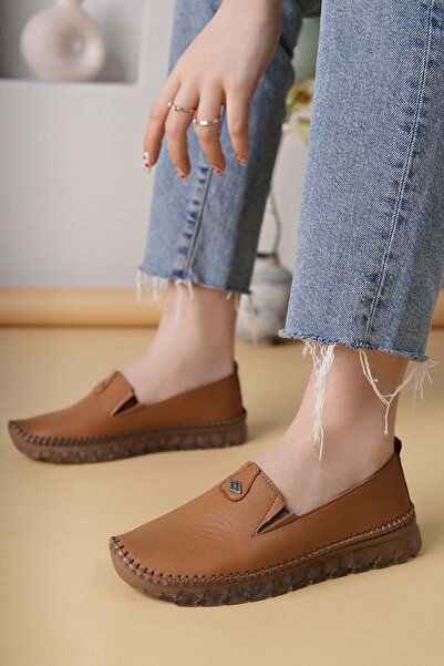 Nesil Shoes Knc 14 Taba Hakiki Deri Şeffaf Taban Kadın Ayakkabı