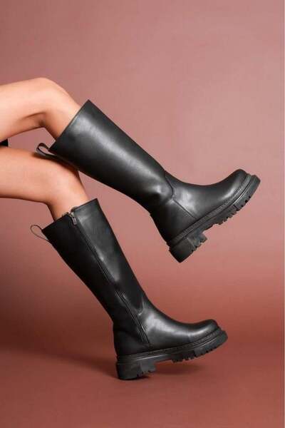 Nesil Shoes حذاء نسائي يومي بسحاب أسود من Toz 1978