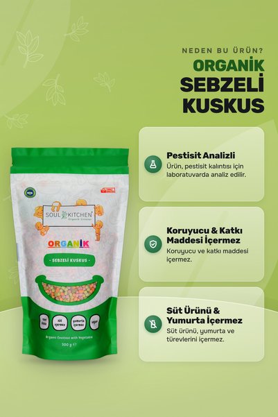 Soul Kitchen Organik Ürünler Organik Sebzeli Kuskus İlave Tuzsuz Vegan 300 g