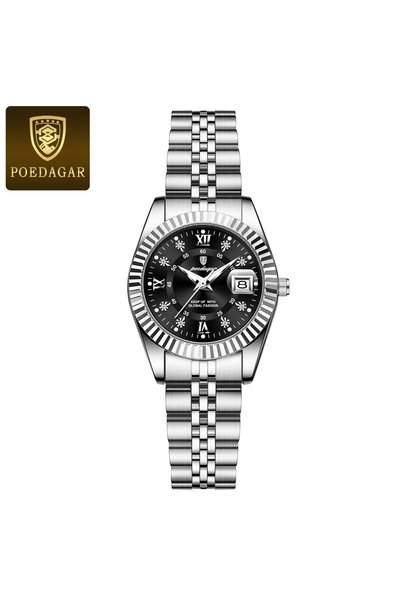 Choice4 780 Silver Black POEDAGAR Fashion Women's Wristwatch Waterproof Lumin...