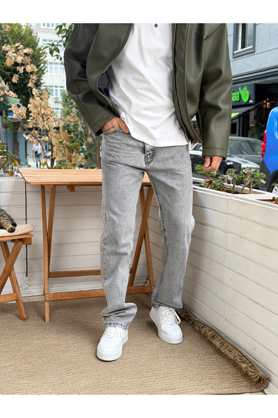 manch collection Regular Kalıp Kot Pantolon Gri