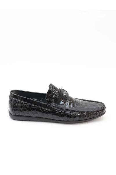 Fosco 2094 Black Genuine Patent Leather Loafer Men's Shoes