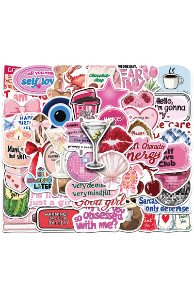 Choice 50PCS 10/30/50pcs Cute Y2K Pink Inspirational Girl Aesthetic Stickers ...