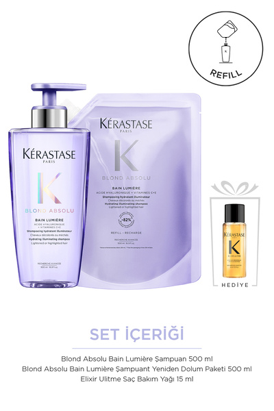 Kerastase Blond Absolu Bain Lumière Refill Şampuan Seti 1015ml