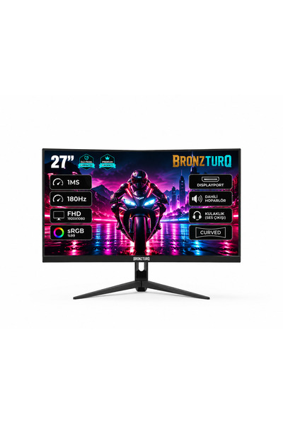 BRONZTURQ 27" 180Hz 1 ms (DP + HDMI) FHD Kavisli Monitör BTQ270FHD-A3