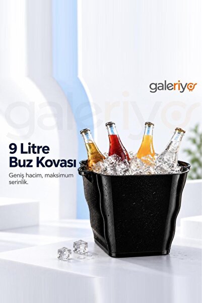 Galeriyo 9 Lt. İçecek ve Buz Kovası – Taşınabilir Siyah