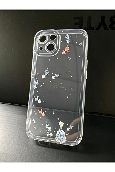 ucuc iPhone 13 Uyumlu Kamera Korumalı Anti-Darbe Estetik Baskı Desenli Şeffaf...