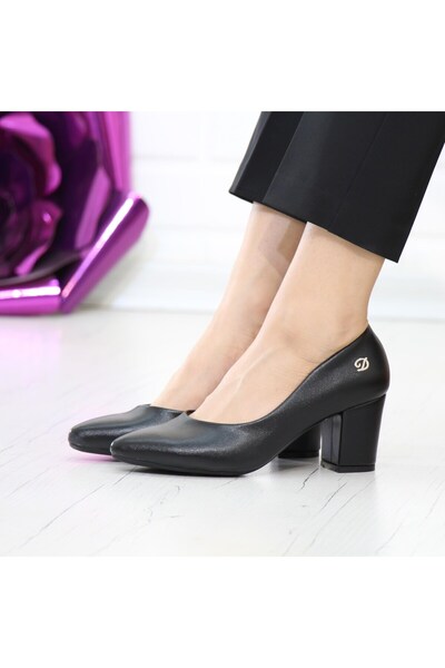 Nesil Shoes Desca 603 Black Laser Heeled Casual Women's Shoes