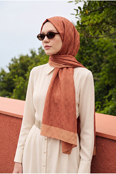ARMANDA Dama Monogram Desenli Şal 3041-Kiremit