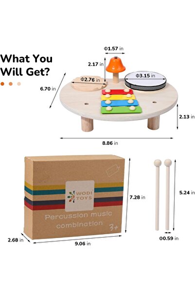 Choice DrumA Wooden Xylophone Drum Set For Toddlers,Montessori Baby Musical I...