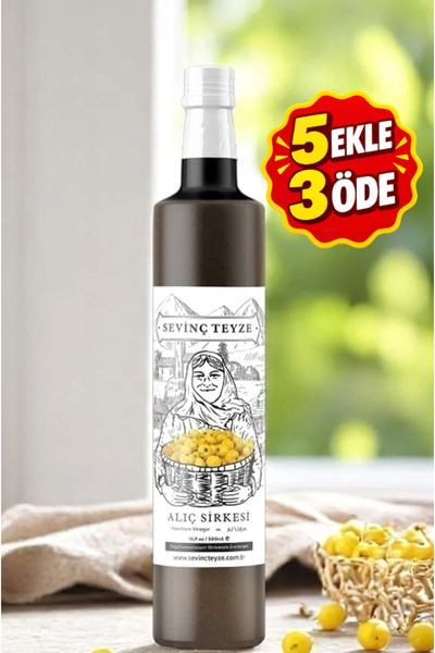 Organik Teyze Sevinç Teyze Alıç Sirkesi 500ml - Doğal Fermantasyon, Katkısız,...