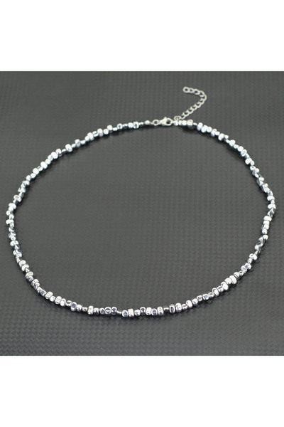 Choice silver color New Handmade Men Healing Necklace Irregular Hematite Ston...