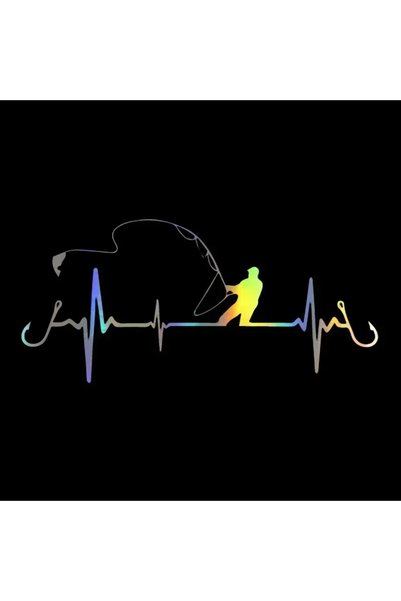 Choice 1Pc Colorful Laser 17x8cm Fisherman Fishing Lua Heartbeat Car Sticker ...