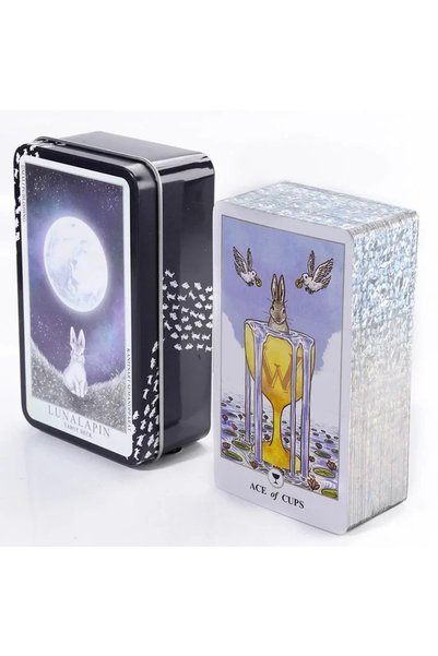 Choice Light Grey Lunalapin Rabbit Tarot Iron Box Card Game 10.3x6 cm 78pcs