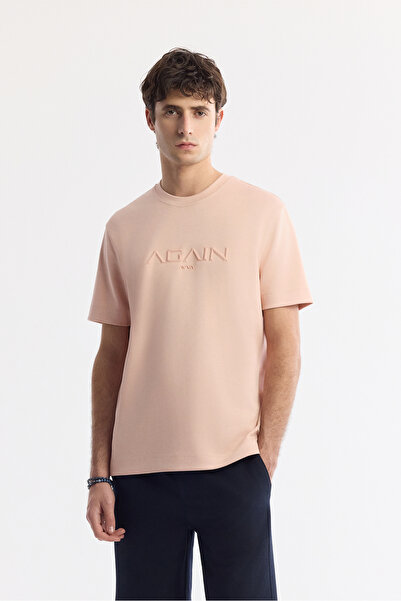 Avva Men's Pink Crew Neck Printed Bi-Stretch Interlock Regular Fit T-Shirt A5...