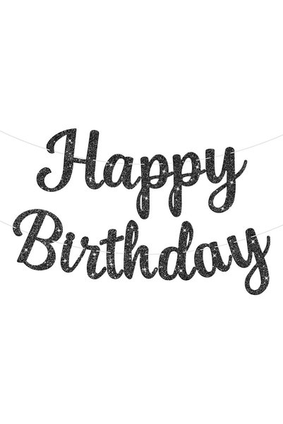 Choice7 black Glitter Happy Birthday Banner Sign, Birthday Garland Wall Door ...