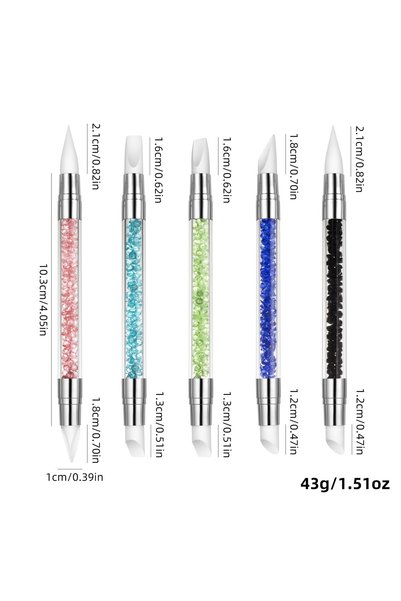 Choice SetB 5PCS 5PCS Double Head Silicone Nail Art Embossing Pens 3D Flower ...