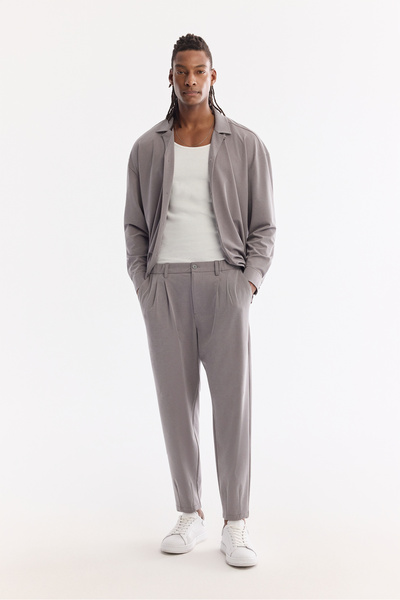 Avva Erkek Gri Yanı Lastikli Soft Touch Elastan Baggy Fit Chino Pantolon A61Y...