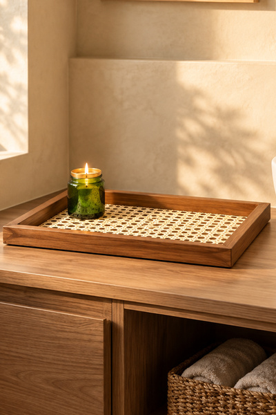 Maison Avf Rattan Hazeran Tray Antique Model Rectangular (100% Natural Hazeran) M017