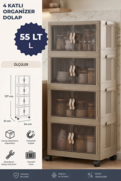 Kitchen Life 4'lü Portatif Istiflenebilir Tekerlekli Organizer Dolap Plastik ...