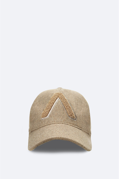 Avva Men's Mink Wool Blend Cashmere Hat with Embroidery Detail on the Front A...