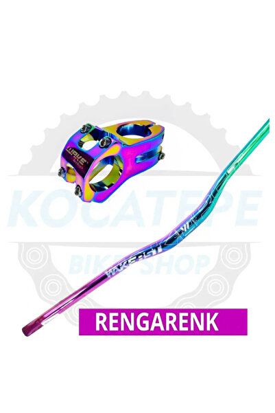 Asroya Wake Rainbow 780mm Alüminyum 31.8 Bisiklet Gidonu + Boğaz Seti Gidon W...