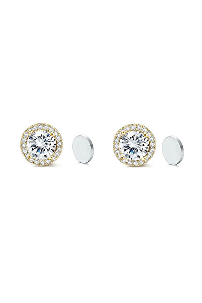 Choice Gold Color ZAKOL New 1 Pair Buling Cubic Zirconia Stainless Steel Magn...