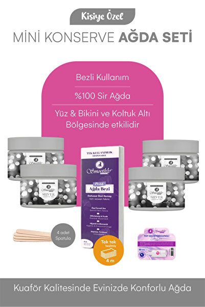 Smoothly 4 Lü Pudralı Özel Bölge Mini Konserve Ağda 65 G. + 4 Tüy Losyon + 4 ...