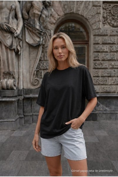 alanora Women's Crew Neck Relaxed Fit Short Sleeve Basic T-Shirt