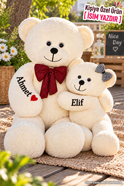 Pandamkee Kişiye Özel İsim Baskılı Analı Kızlı 8050 Yavrulu Peluş Ayı Seti – ...