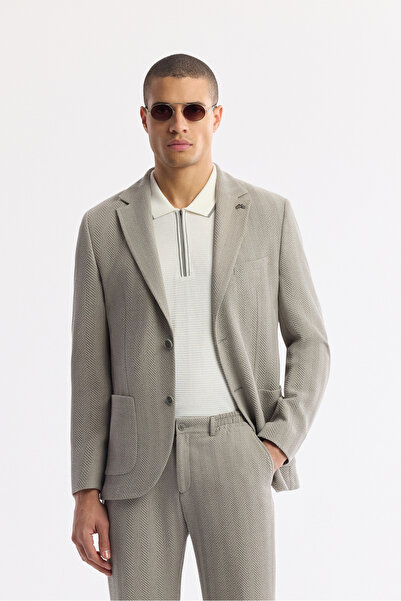 Avva Erkek Gri Mono Yaka Viskon Karışımlı Hafif Bi-Stretch Blazer Comfort Sli...