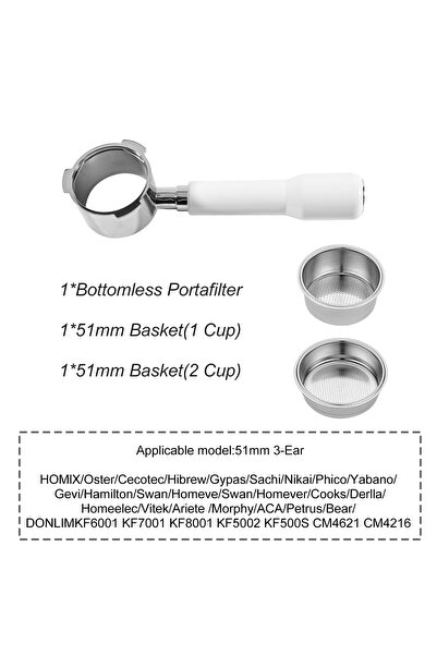 Choice5 Donlim51MM-White Coffee Bottomless Portafilter 51mm For Homix H11 Ost...