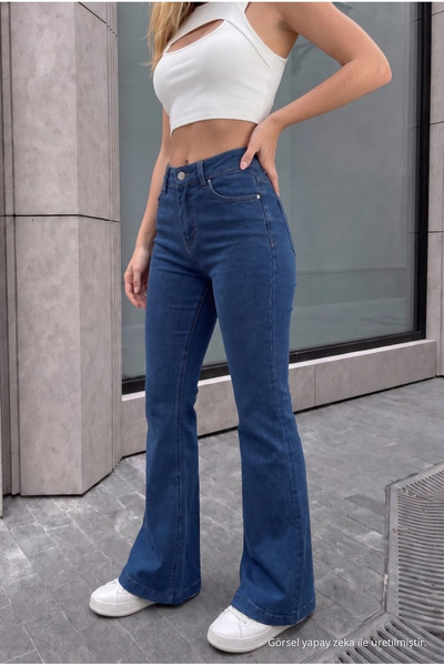 alanora Kadın Yüksek Bel Çan Kesim Jean