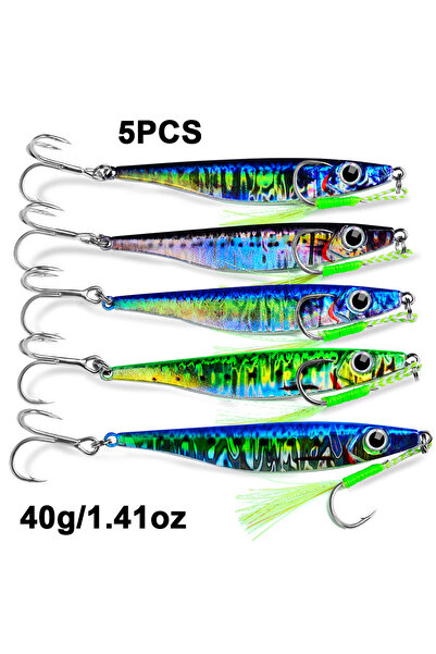 Choice LF143N40 5pcs 5pcs Long Cast Iron Plate Lead Fish 10g-40g Luya Bait Br...